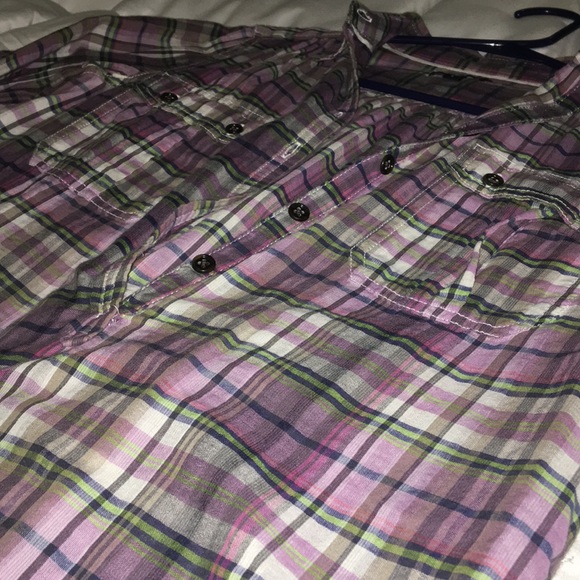 Purple plaid button down - Picture 3 of 3